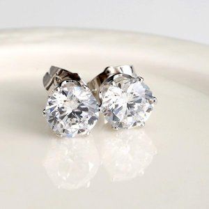 18K White Gold Filled Diamond Zircon Stud Earrings 2.04ctw ea Women's Party Gift